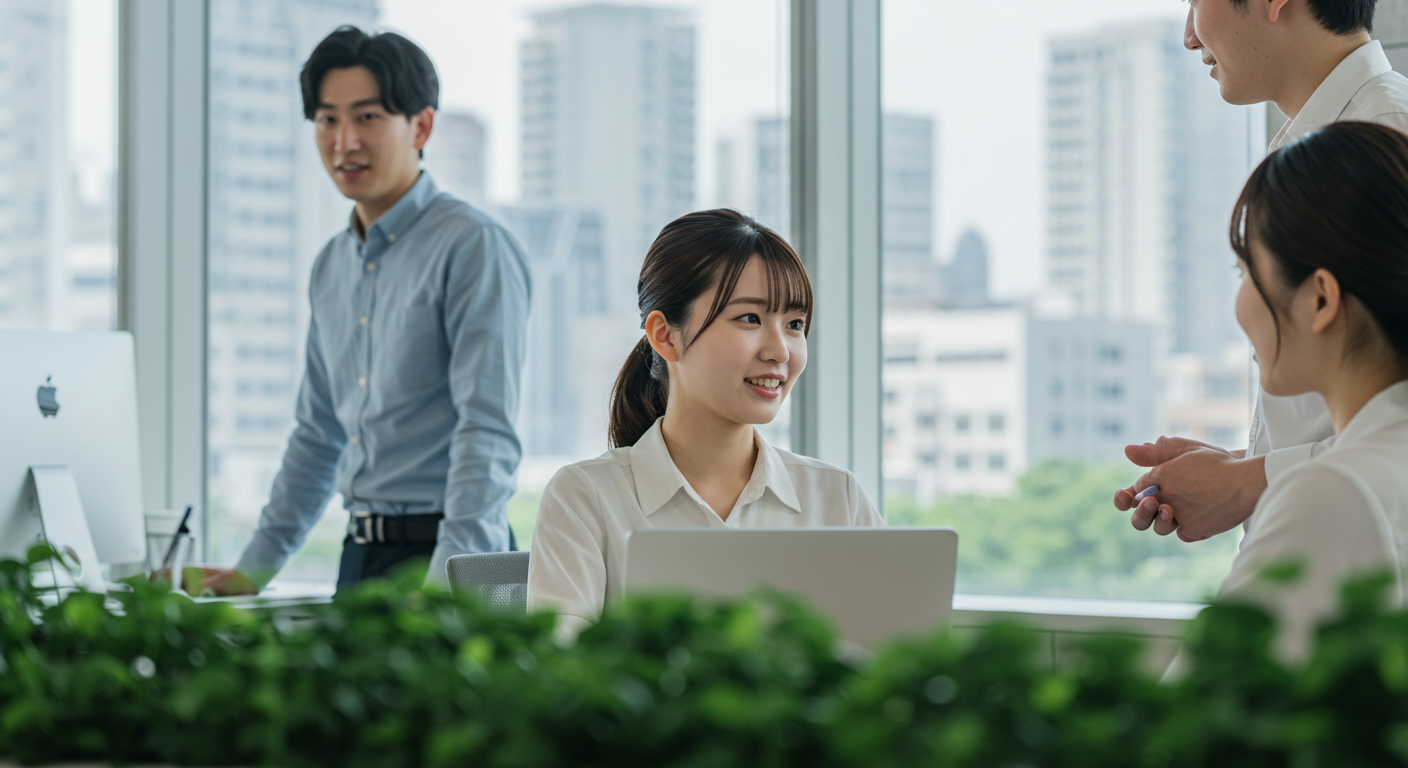 男性と女性が机の上で会議 オフィス　