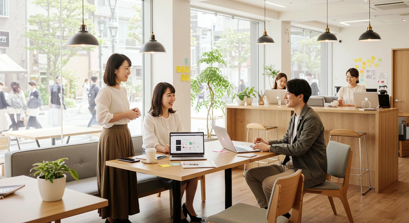 おしゃれなオフィス。 制作チームがプレゼン ECでもアプリでもなんでも