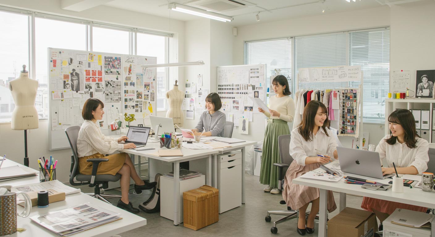 ファッション系　女性たち　それぞれが仕事している　オフィス　おしゃれ