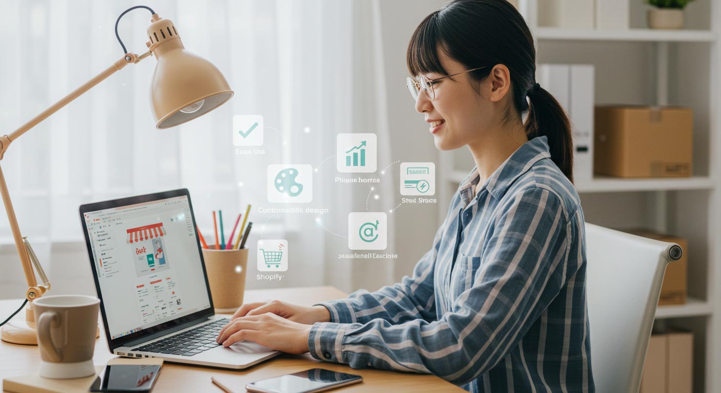 女性　ECサイトを操作　PC