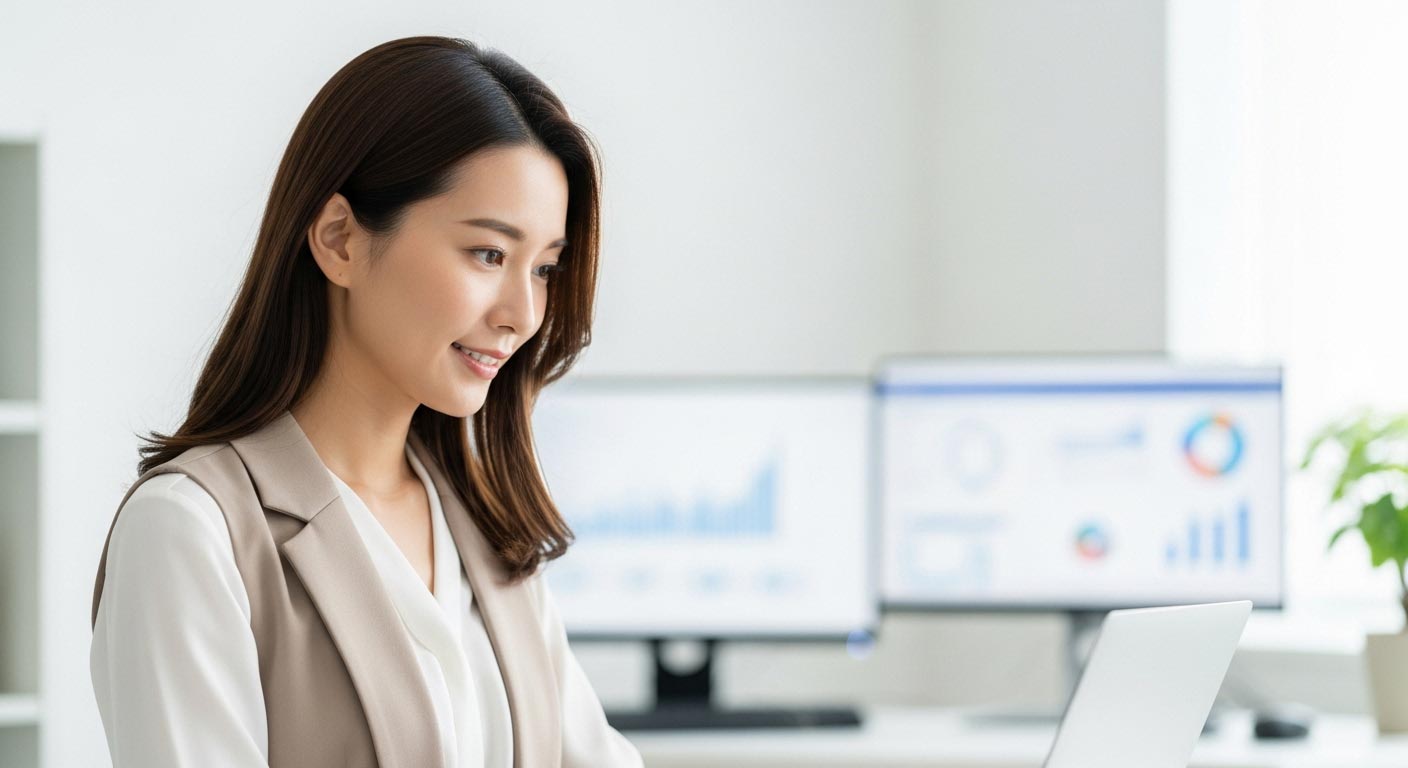 女性 PC 説明 信頼