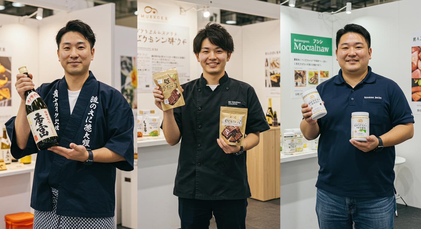 商品紹介している社長たち3名　ECサイト　物販の会社