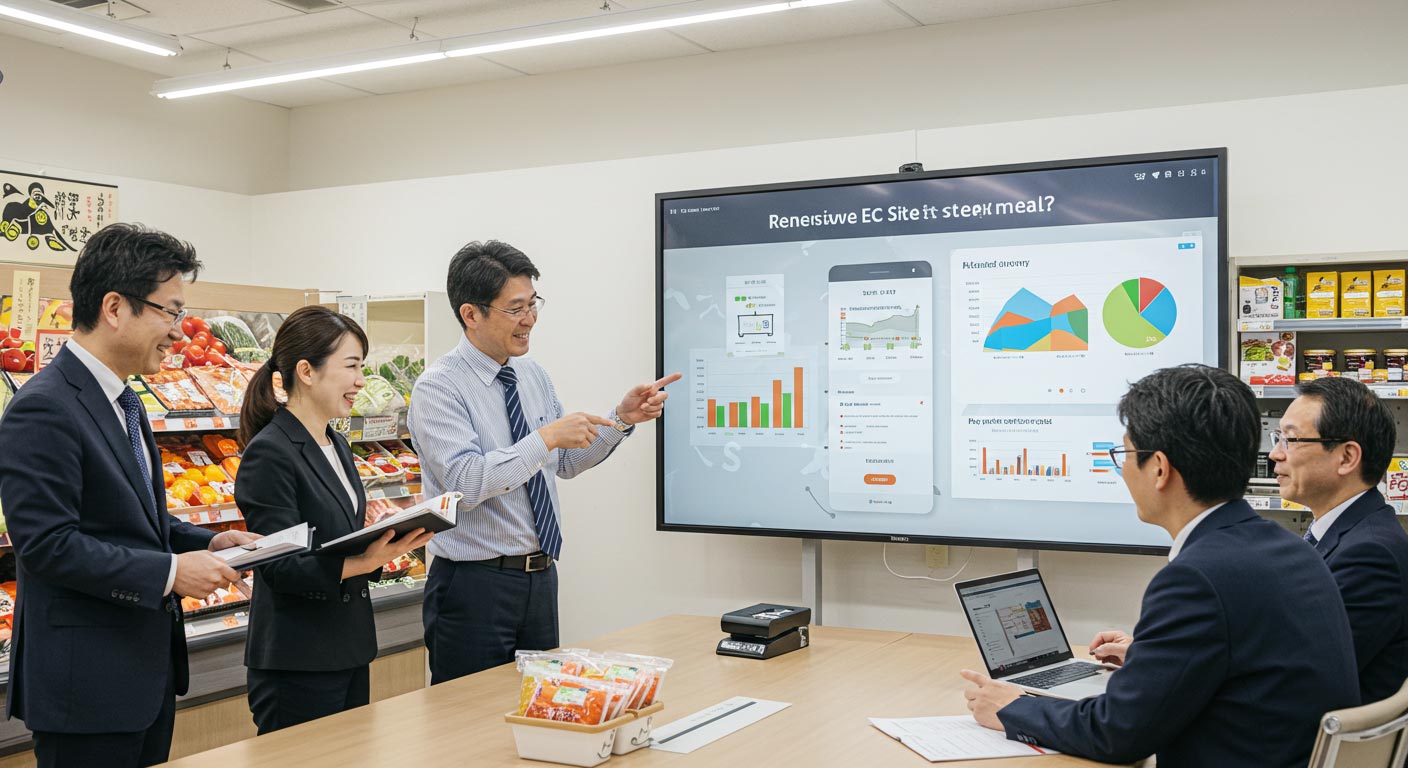 オフィス　男性　女性　MTG　PC　説明　会議　食品