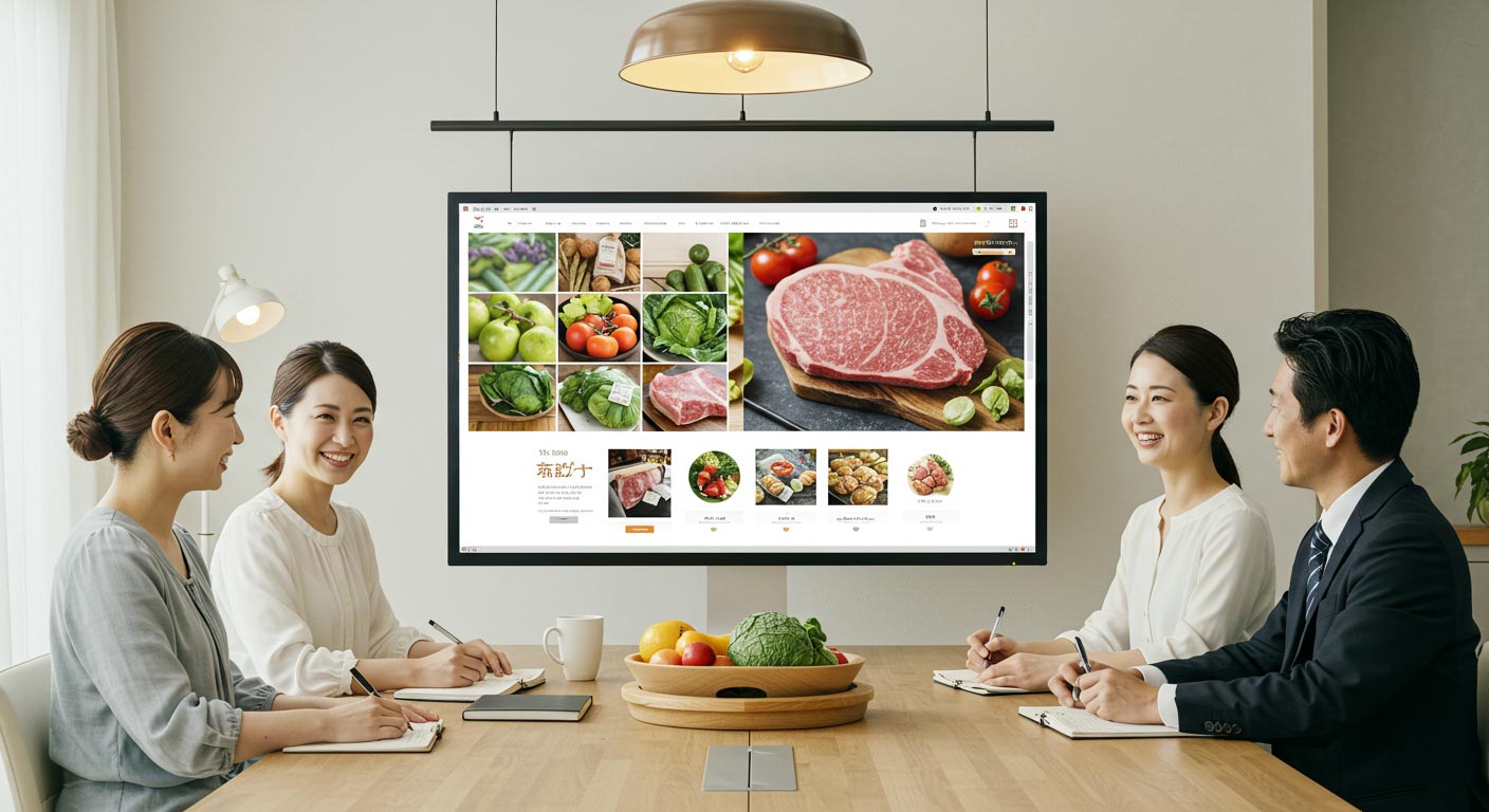 オフィス　男性　女性　MTG　PC　説明　会議　食品