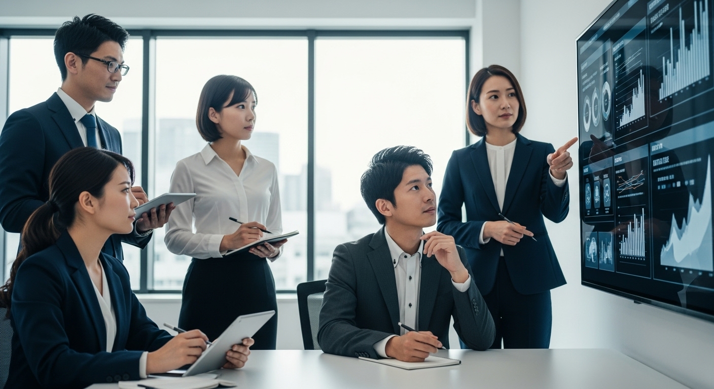 オフィス　男性　女性　MTG　PC　説明