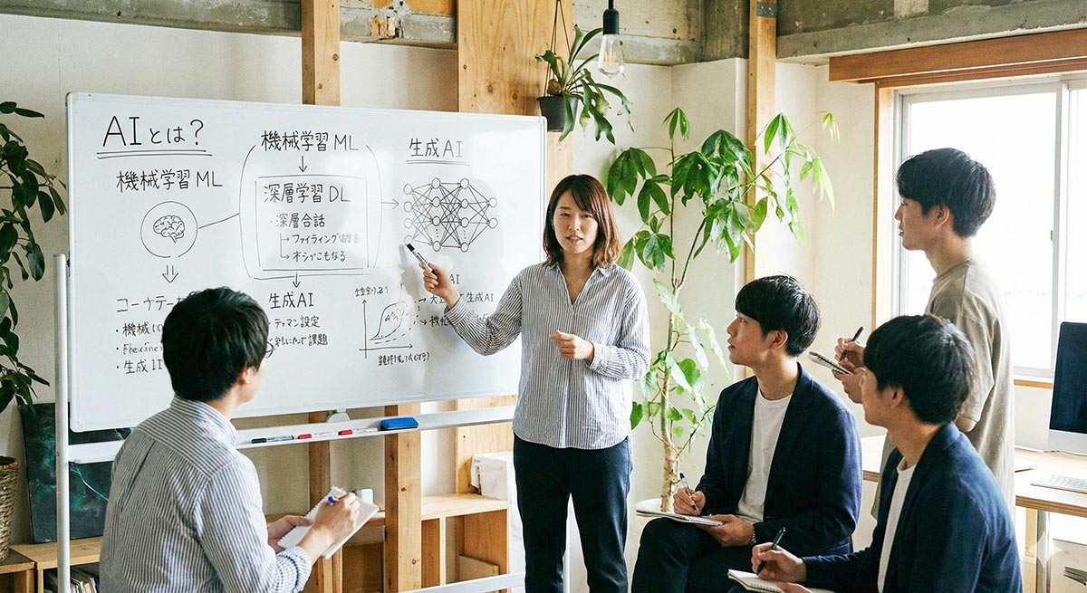 オフィス　女性　MTG　男性　複数人