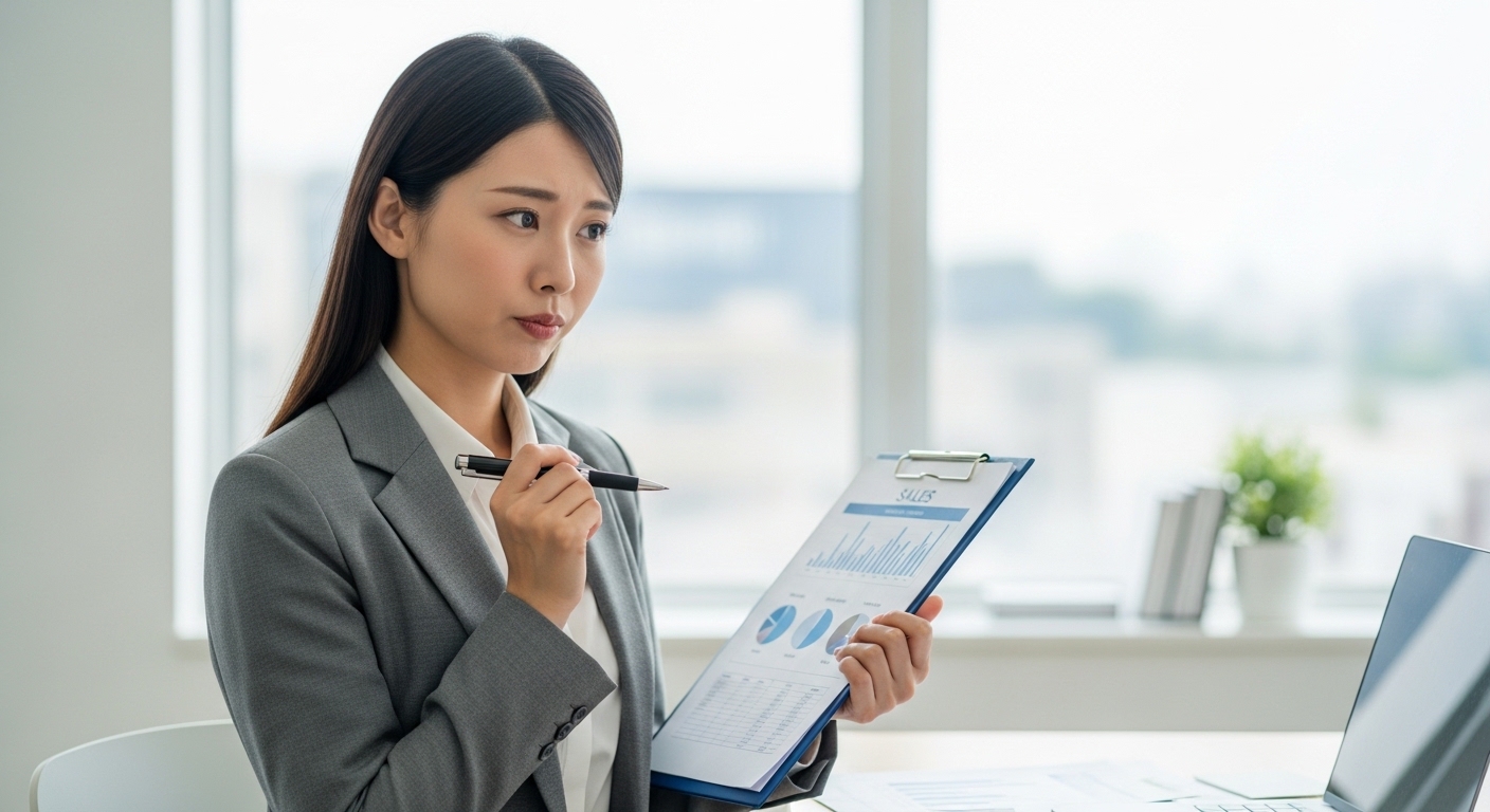 女性 PC 考えている 真剣