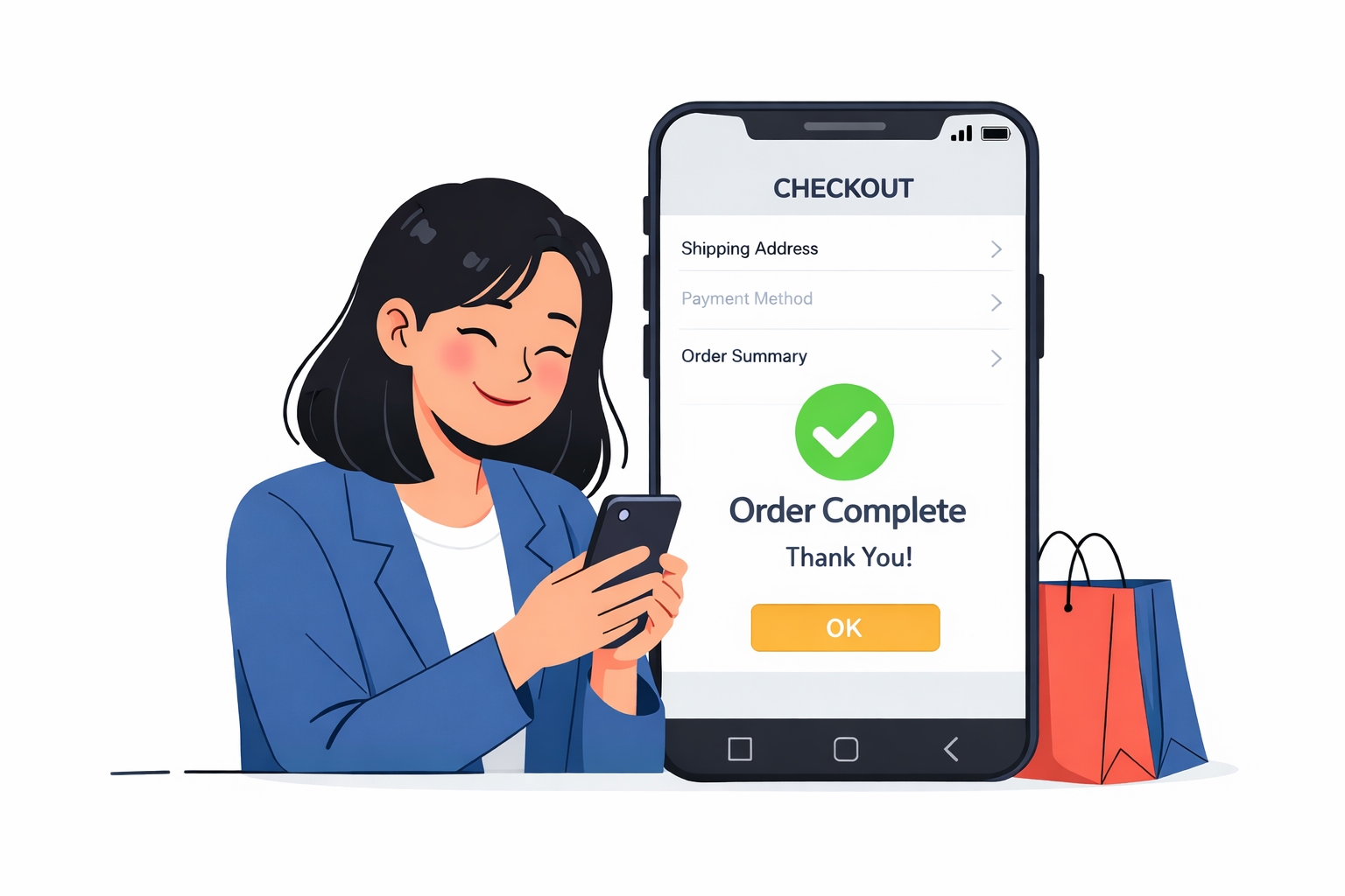 商品を購入した イラスト 喜んでいる