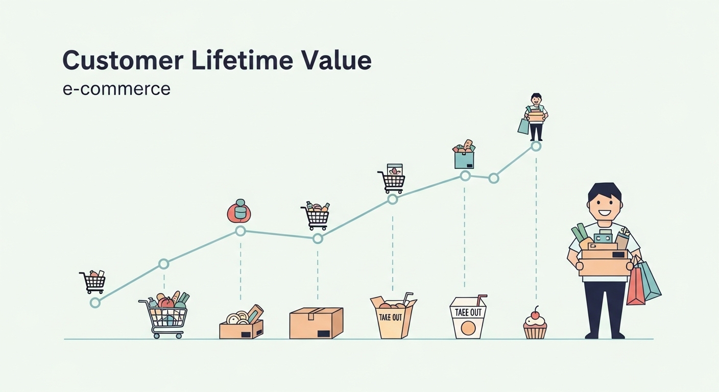 EC率が上がっている　オンラインが増えている　イラスト