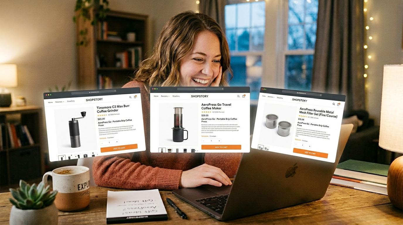 メディア　ユーザーが商品を選択しているシーン　自分で探さずAIがおすすめしてくれる　ライブコマース